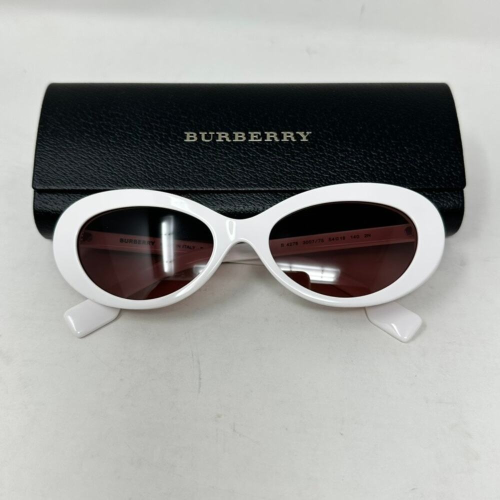 Burberry Women's White Oval Sun Glasses Designer Summer Style Classic Timeless - Picture 9 of 13